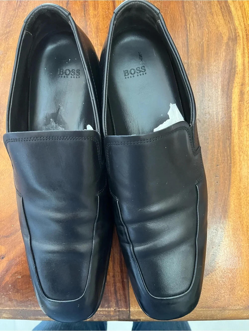 BOSS Black Leather Slip-On Loafers